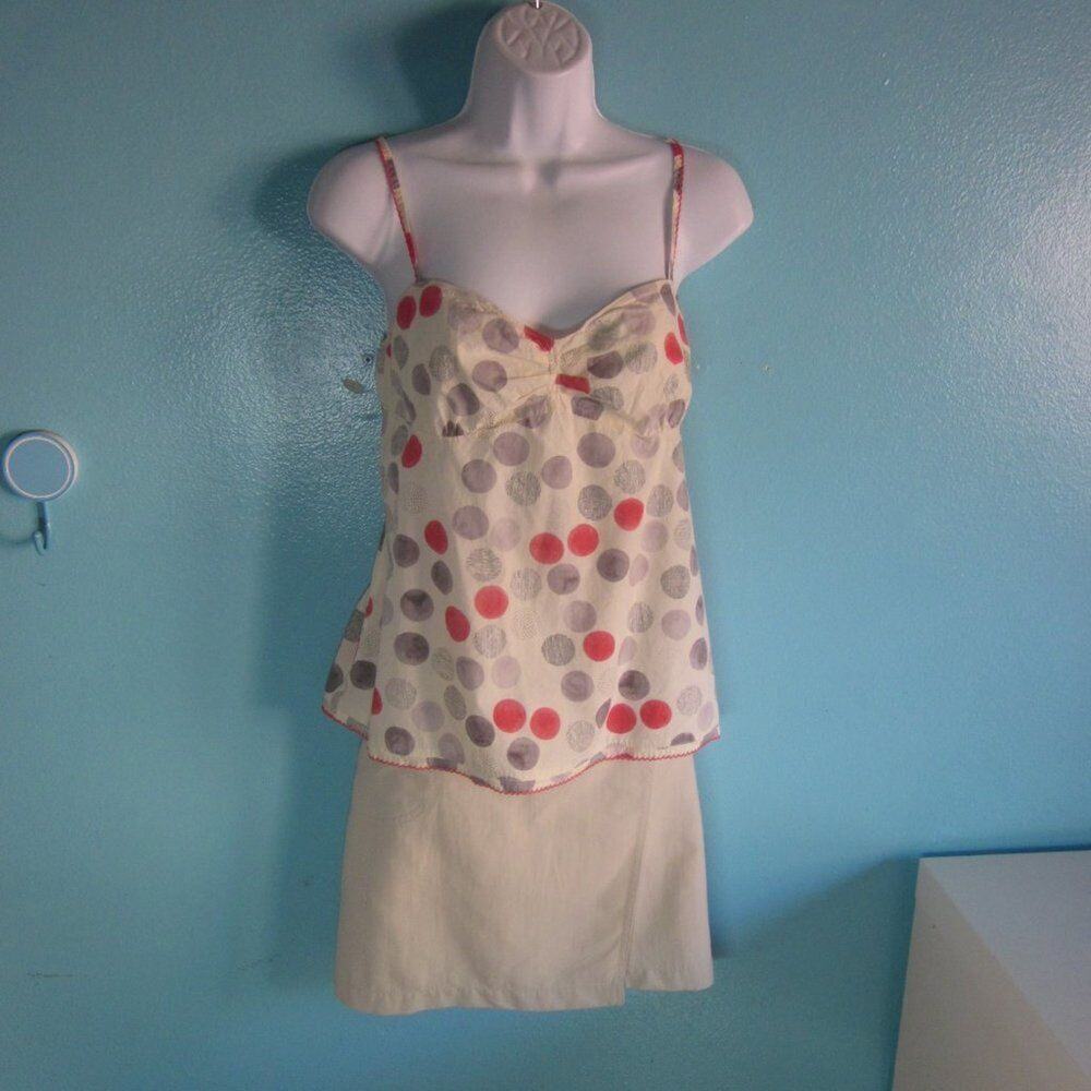 Lilka Anthropologie Womens Size M Tank Top Red Dots Cotton Strappy Summer Blouse